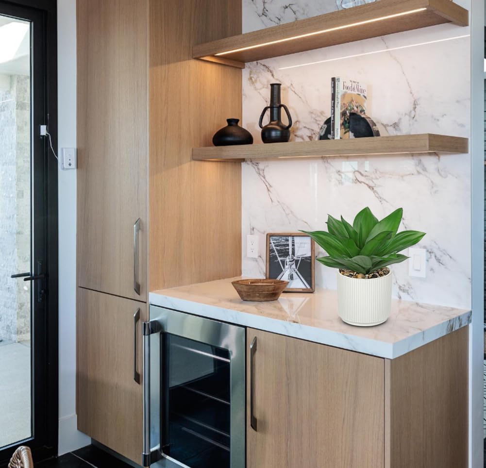 Hollyone Artificial Agave Plants Fake Succulent Agave Plant Potted in White Pot Succulents Aloe Plant for Desk Modern Office Living Room Table Shelf Home Indoor Outdoor Decor