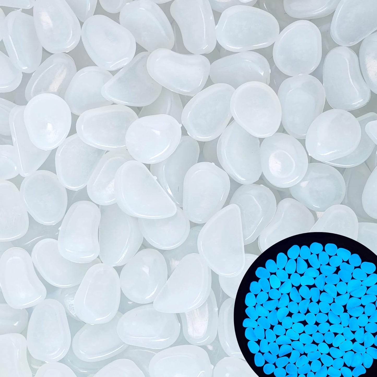 0.7LB 25-27mm White Glow in The Dark Stones Luminous Stones White Glow Stones for Yard Fish Tank Walkway Pathway Aquarium Garden Outdoor Decor