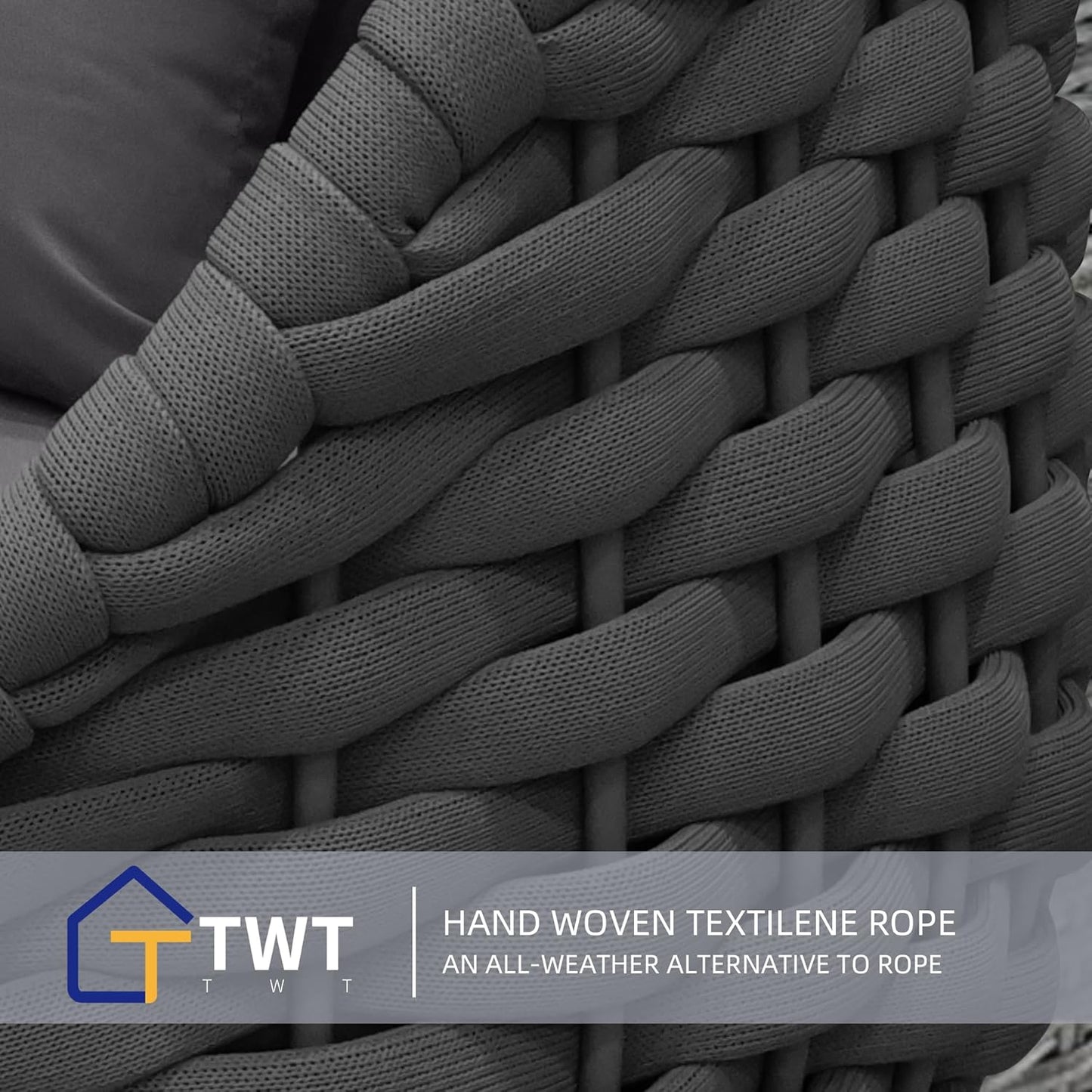 TWT Aluminum Outdoor Patio Furniture Set, 4 Pcs Textilene Armchairs Modern Outdoor Conversation Set Outdoor Single Sofa with Upgrade Cushion and Coffee Table for Balcony, Dark Grey