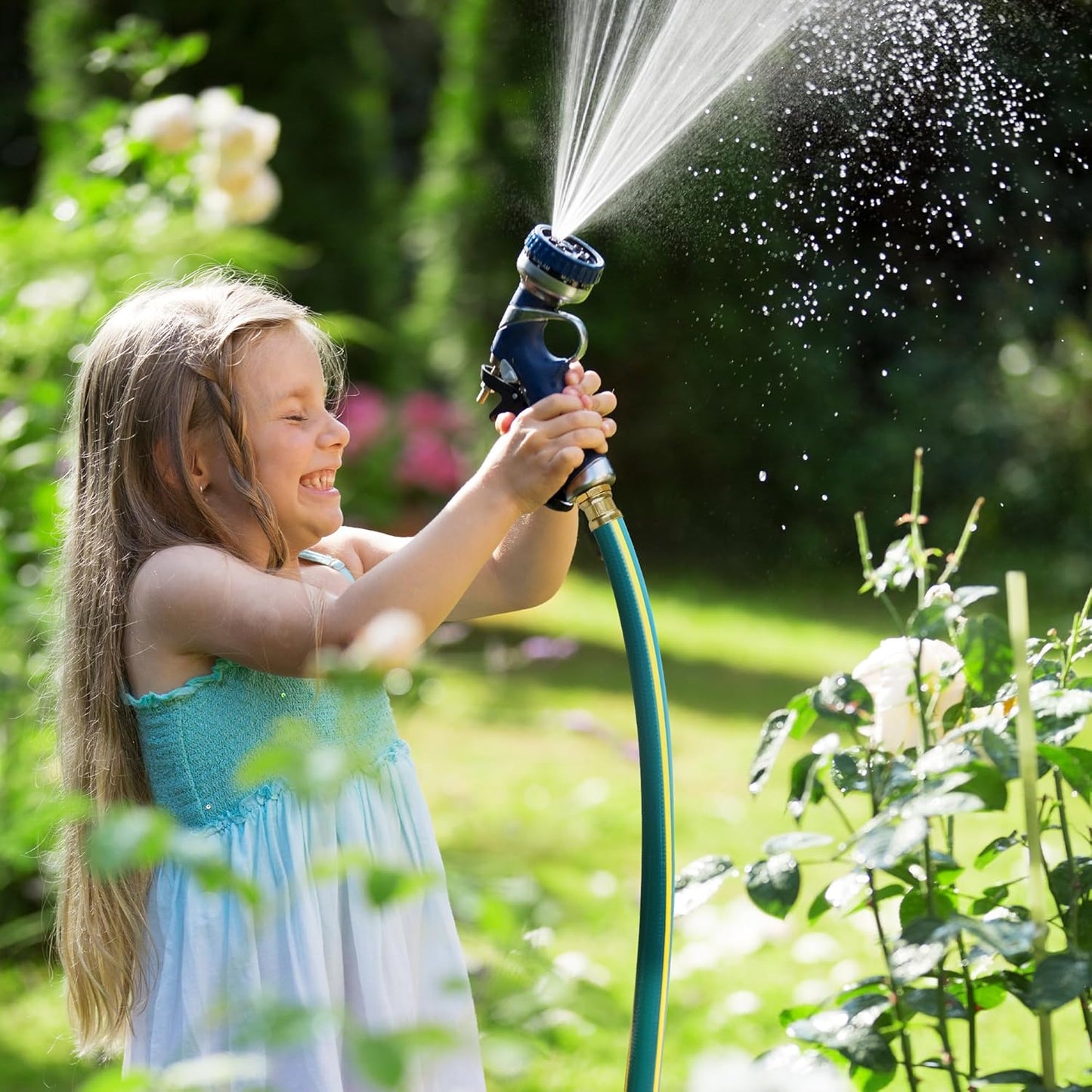 Solution4Patio Short Leader Green Garden Hose 3/4 in. x 12 ft. -Kink Free, Leakproof, Brass Aluminum Male/Female Fittings -Heavy Duty Durable Flexible Lightweight Water Pipe for Household & Commercial