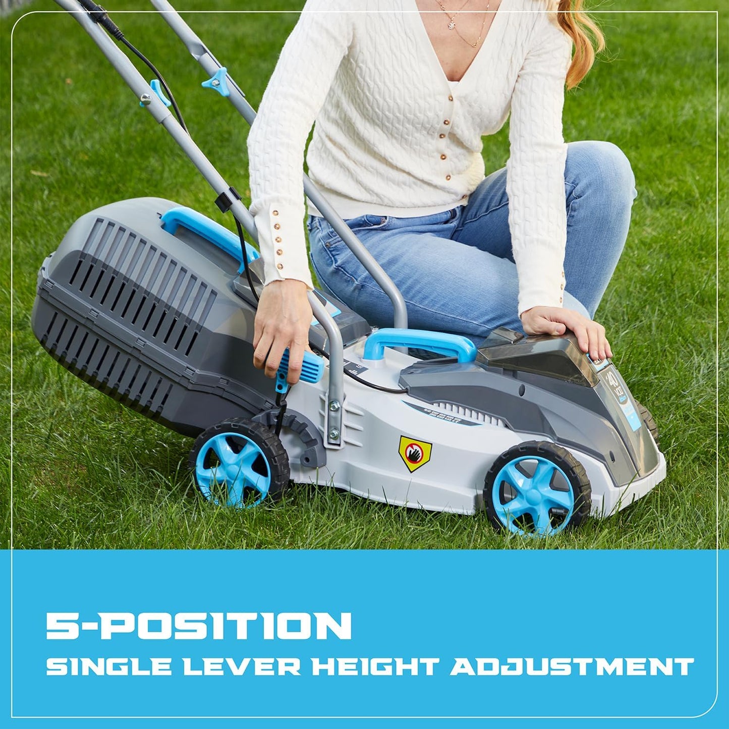 40V Cordless Lawn Mower with Brushless Motor - 13 Inch Lightweight 2-in-1 Push Mower, 5 Adjustable Cutting Heights, Low Noise & 40V Lithium-Ion Battery Included, Ideal for Small Yards