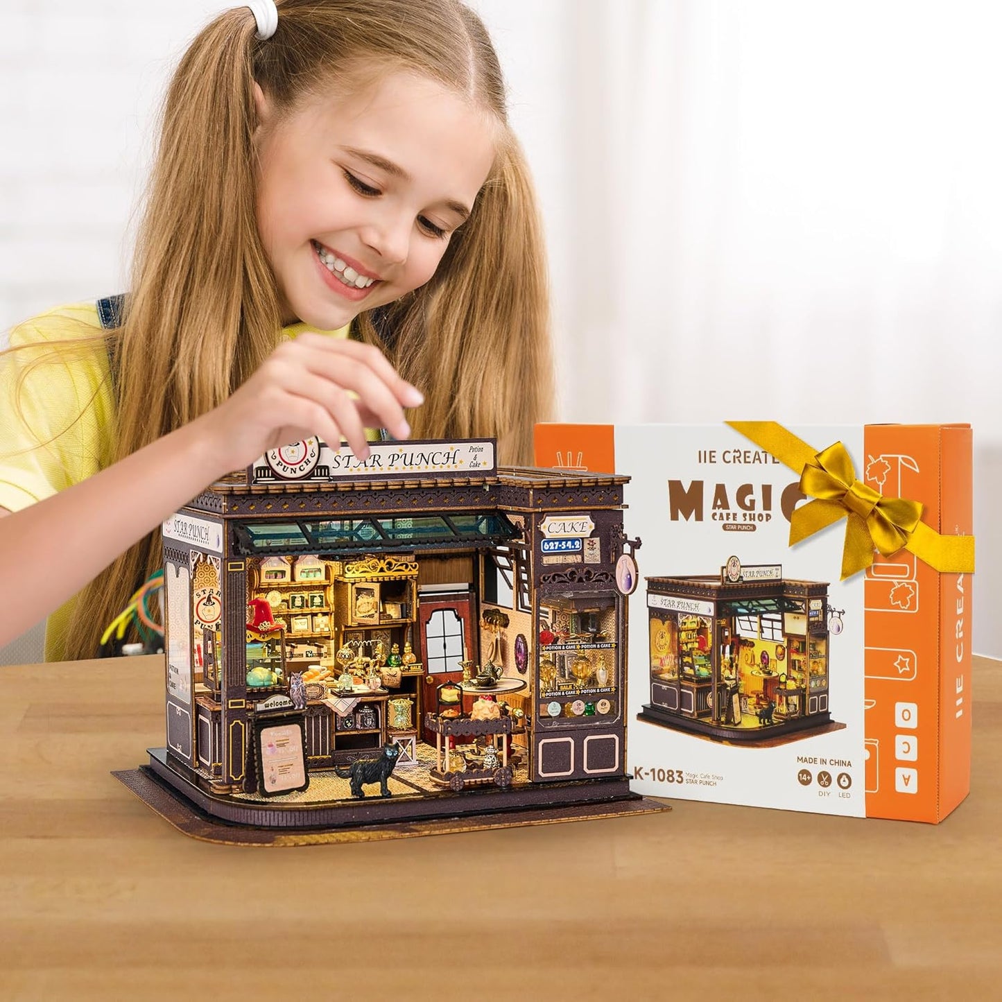 BenBen Miniature House Kit, DIY Miniature Coffee Shop, Furniture, Mini House Building Kit for Stress Relief & Home Décor, 3D Doll House Craft Projects for Adults, Teens
