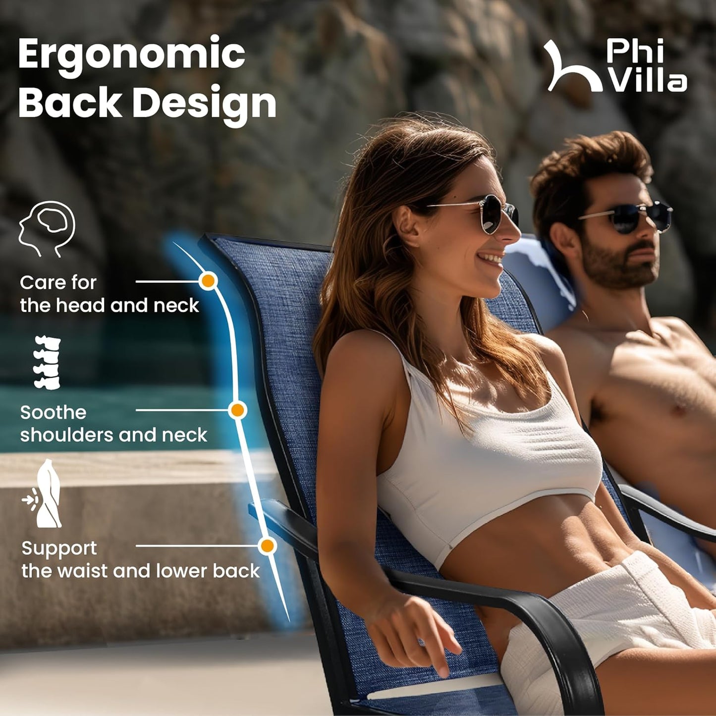 PHI VILLA 5 PCS Outdoor Patio Dining Set with Swivel Dining Chairs (Blue) and 37"x 37" Metal Steel Dining Table(1.57" Umbrella Hole), All Weather Patio Dining Furniture Set for Deck Lawn Garden