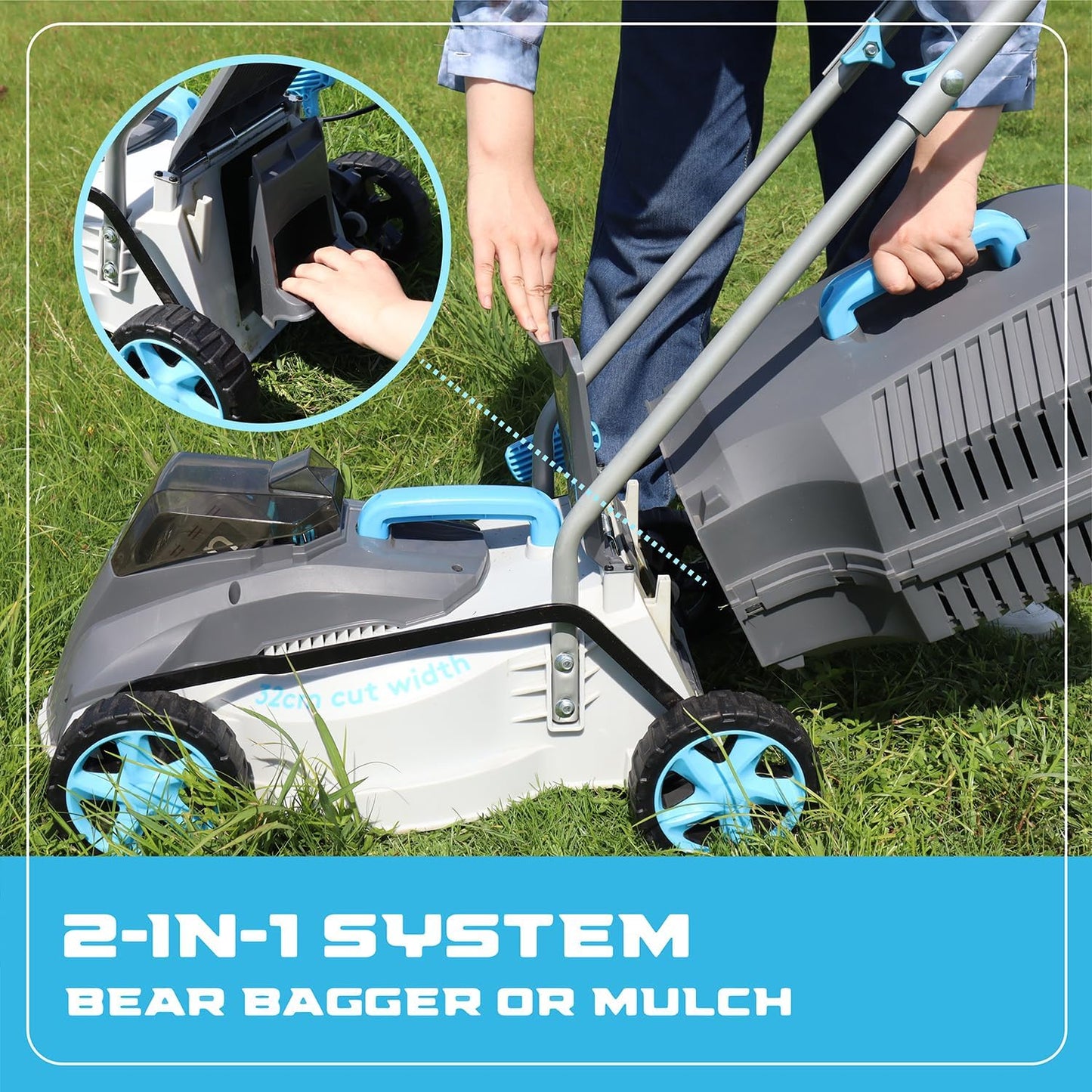 40V Cordless Lawn Mower with Brushless Motor - 13 Inch Lightweight 2-in-1 Push Mower, 5 Adjustable Cutting Heights, Low Noise & 40V Lithium-Ion Battery Included, Ideal for Small Yards